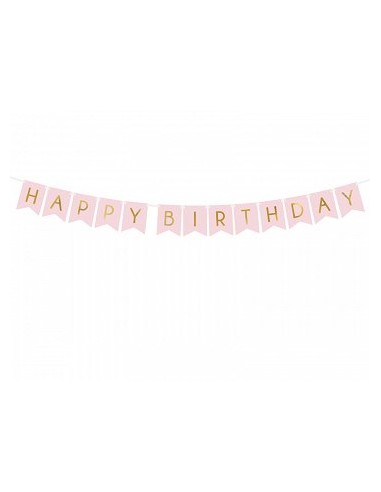 Banderola Happy Birthday rosa 15x 175 cm