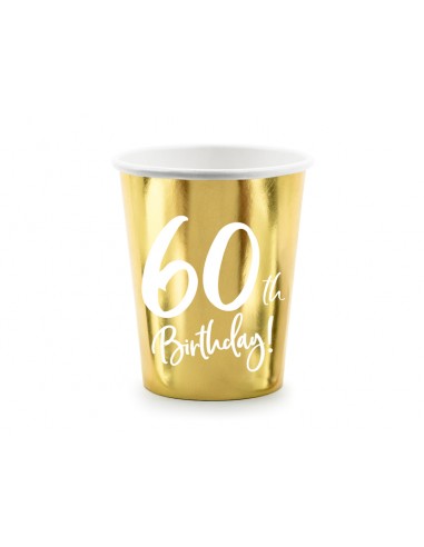 Vasos de papel 60 cumpleaños, dorado,...