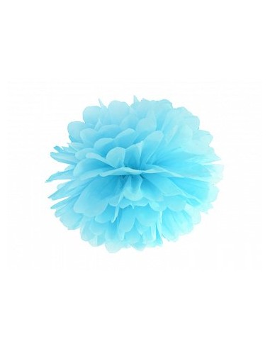 Pompom de papel azul , 25 cm