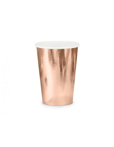 Vasos oro rosa de papel, 6 unid