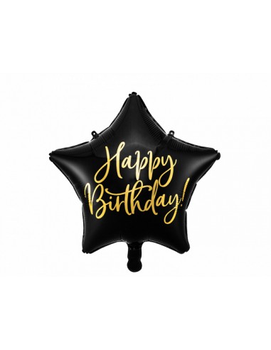 Globo foil  Happy Birthday negro ,40 cm