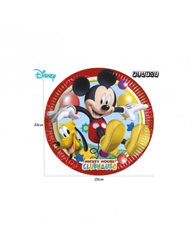 Platos papel Mickey, 23 cm , 6 uds