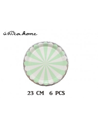 Platos verde mint y blanco , 23 cm