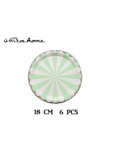 Platos verde mint y blanco, 18 cm