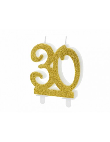 Vela de cumpleaños número 30, oro 7,5cm