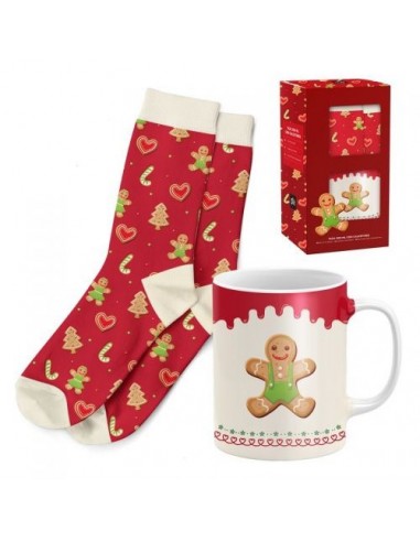 Taza con calcetines de Navidad