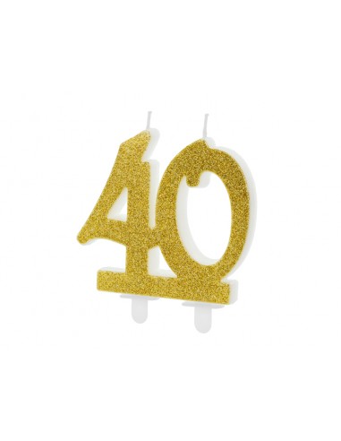 Vela de cumpleaños número 40, oro 7,5 cm