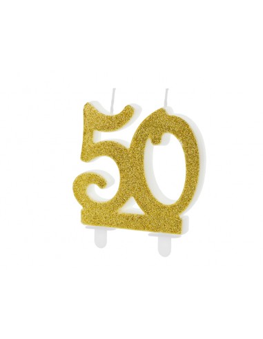 Vela de cumpleaños número 50, oro 7,5cm