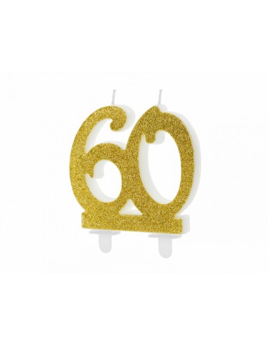 Vela de cumpleaños número 60, oro 7,5cm