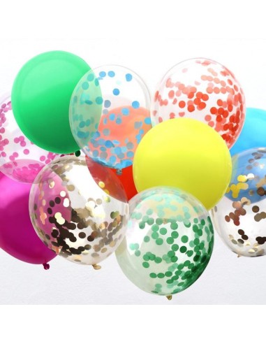 kit globos confeti y lisos 12 uds