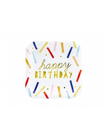 Platos Happy Birthday 20 x 20 cm 6 uds